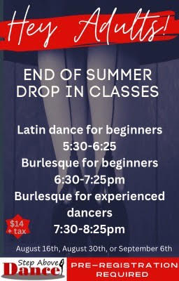 End of Summer Drop In Classes for Adults